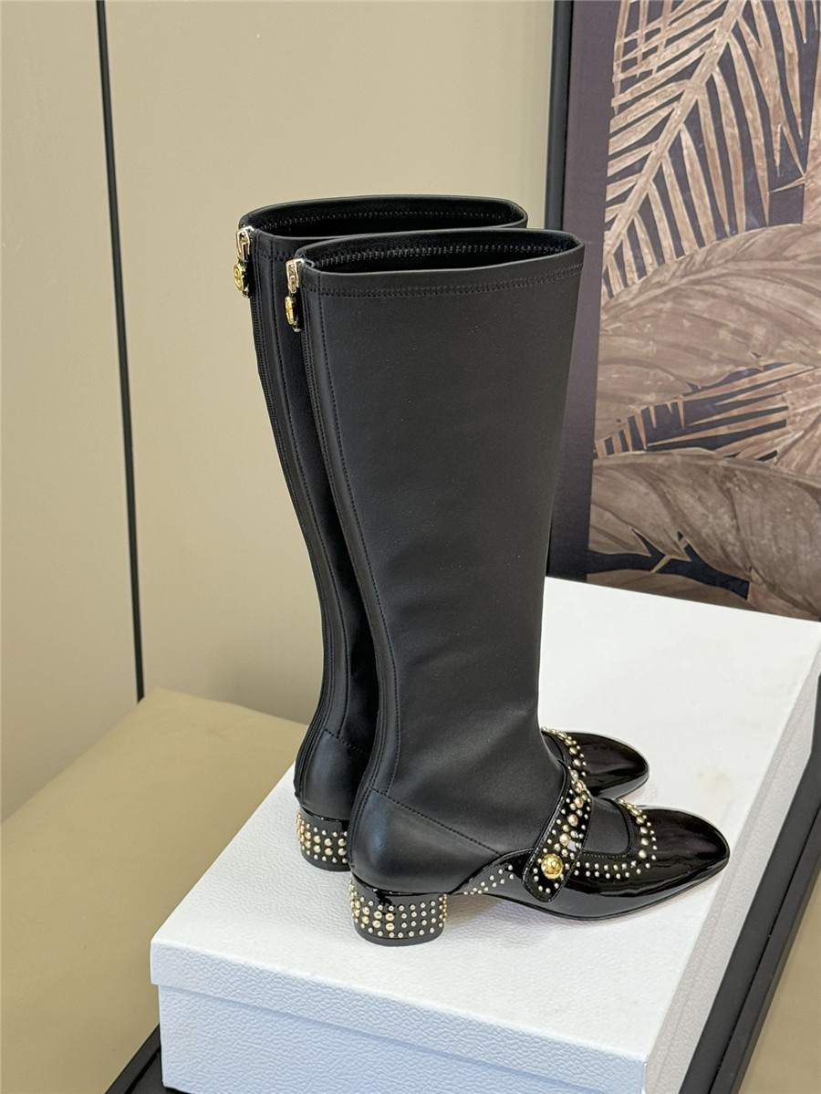 D10r stretch lambskin long boots