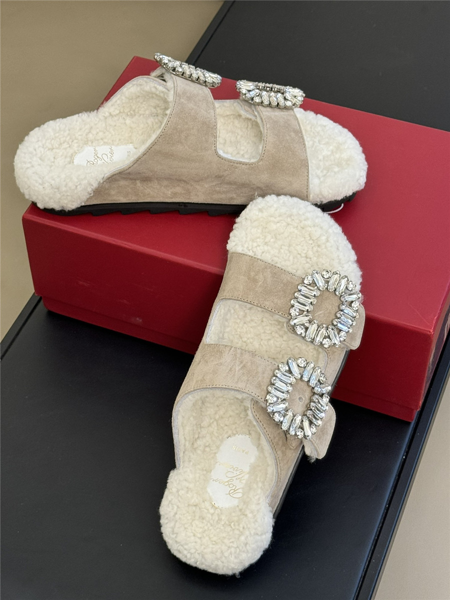 roger vivier D1am0nd buckle wool slippers