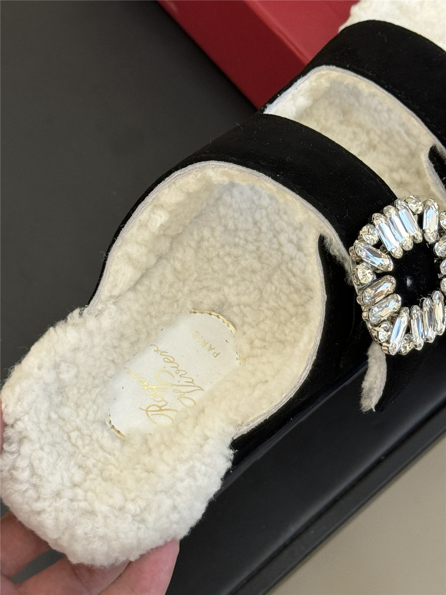 roger vivier D1am0nd buckle wool slippers