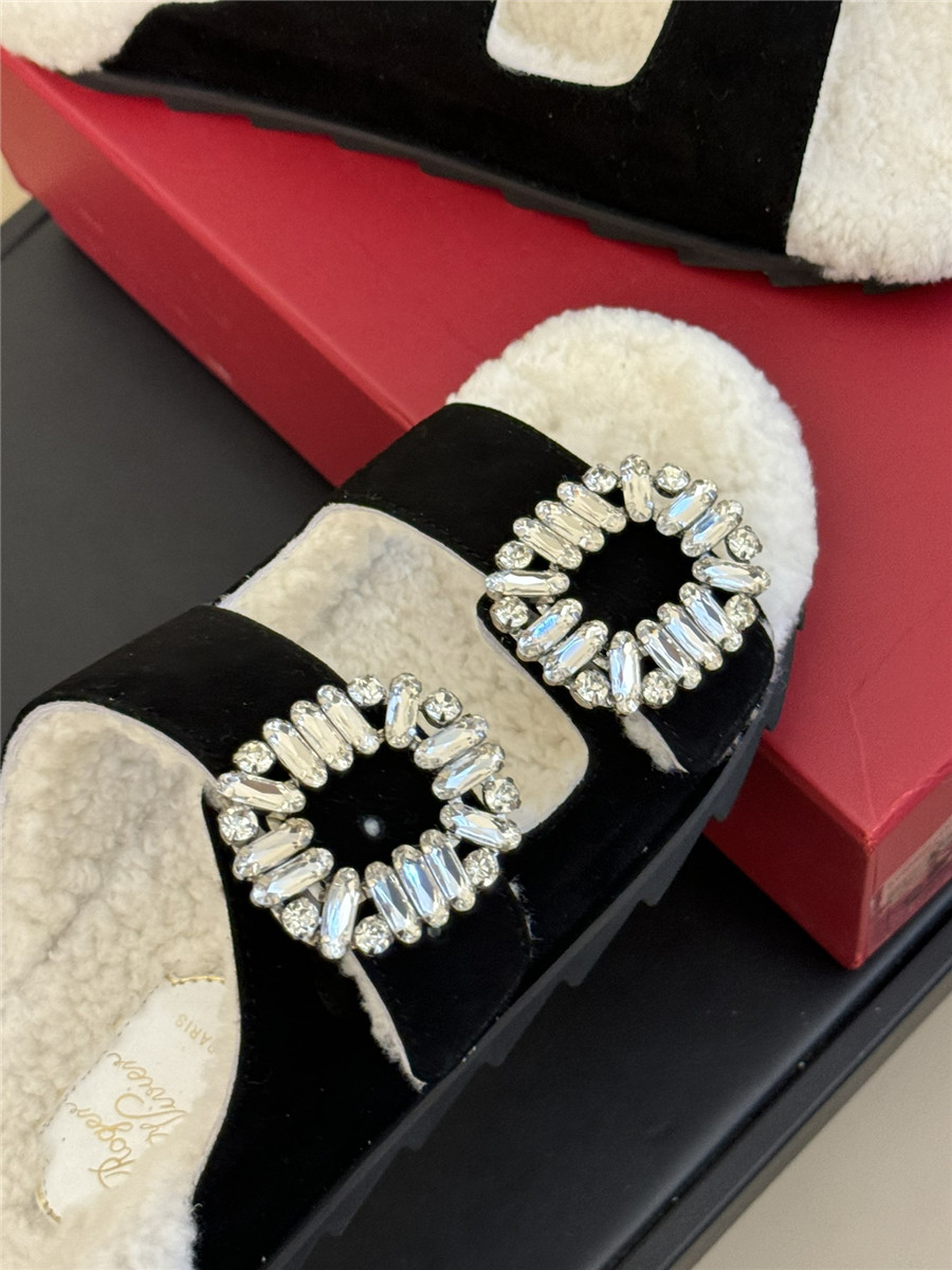 roger vivier D1am0nd buckle wool slippers