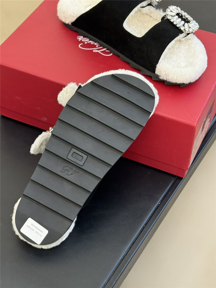 roger vivier D1am0nd buckle wool slippers