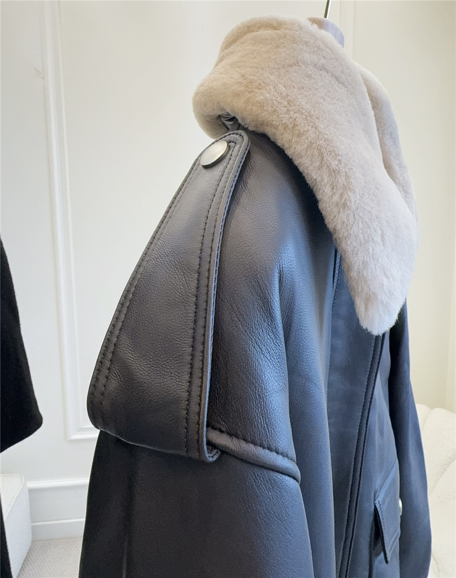 Miu Miu fur collar leather jacket