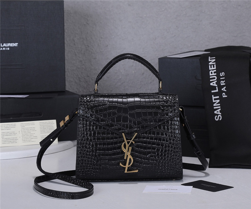 SAINT LAURENT Medium Cassandra Croc-effect Bag