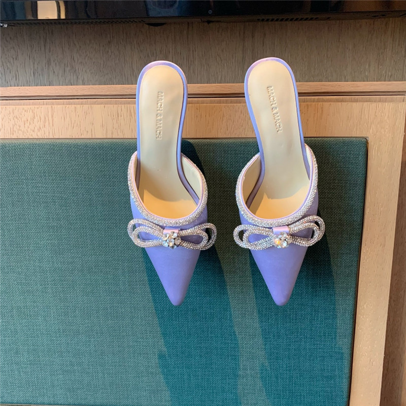 &  Rhinestone bow half drag high heels