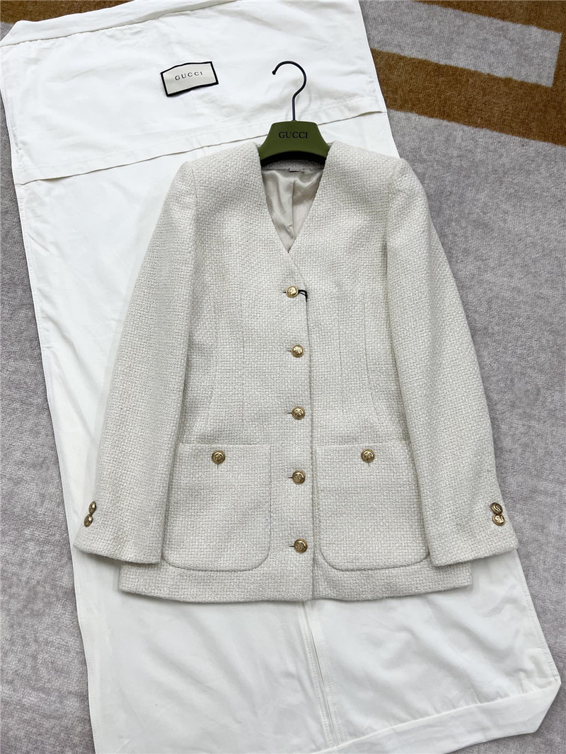 Gvc*1 gg tweed v-neck coat