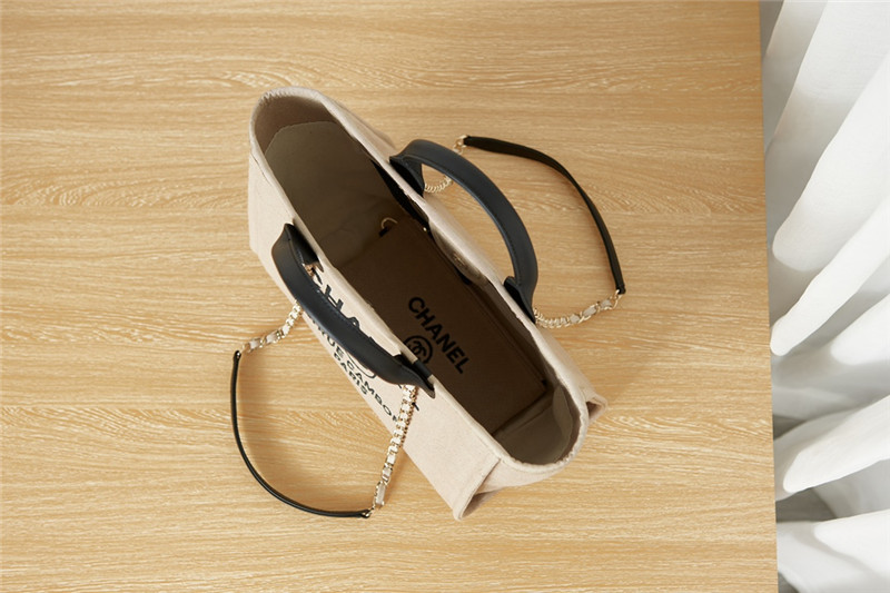 Ch**el off white woolen plaid beach bag