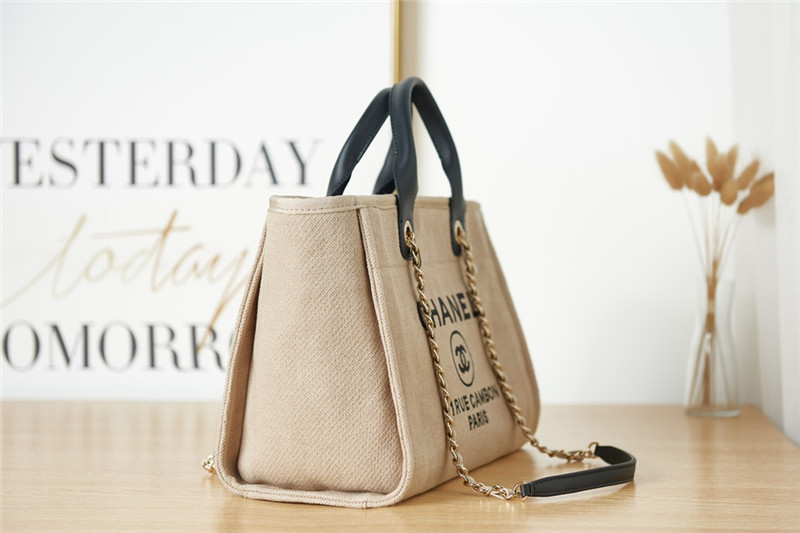 Ch**el off white woolen plaid beach bag