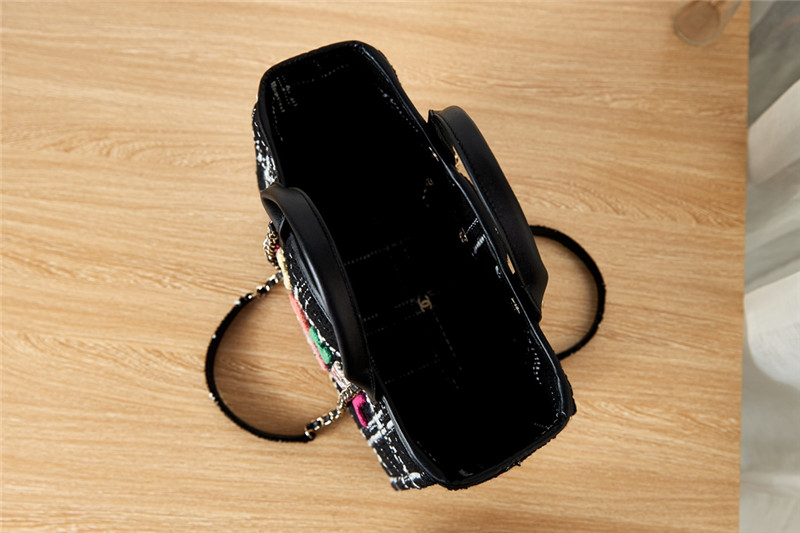 Ch**el colorful letters woolen plaid beach bag