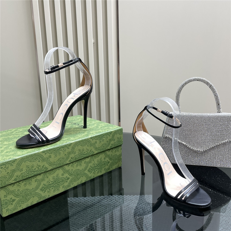 Gvc*1 strappy heeled sandals in black leather