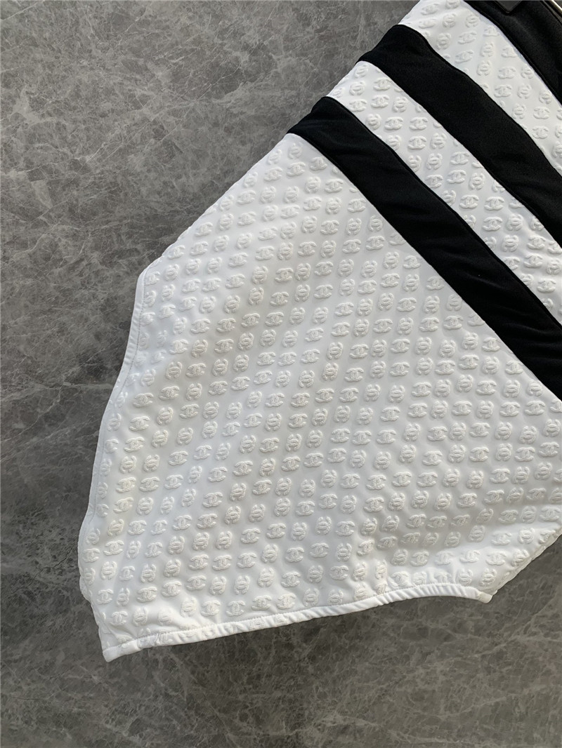 Ch**el striped bralette one-piece swimsuit