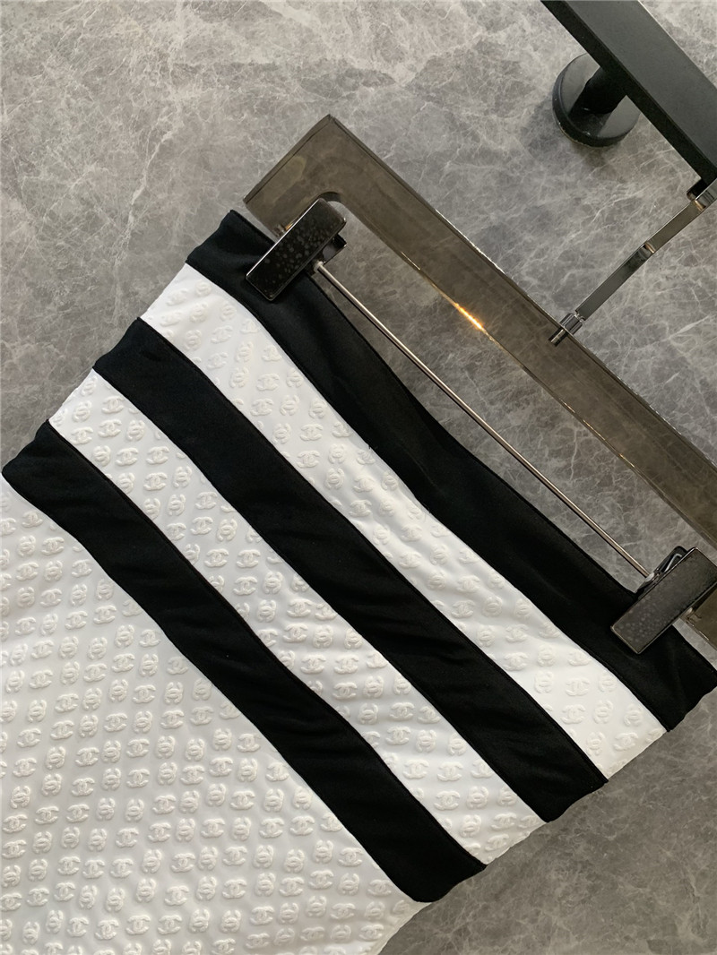 Ch**el striped bralette one-piece swimsuit