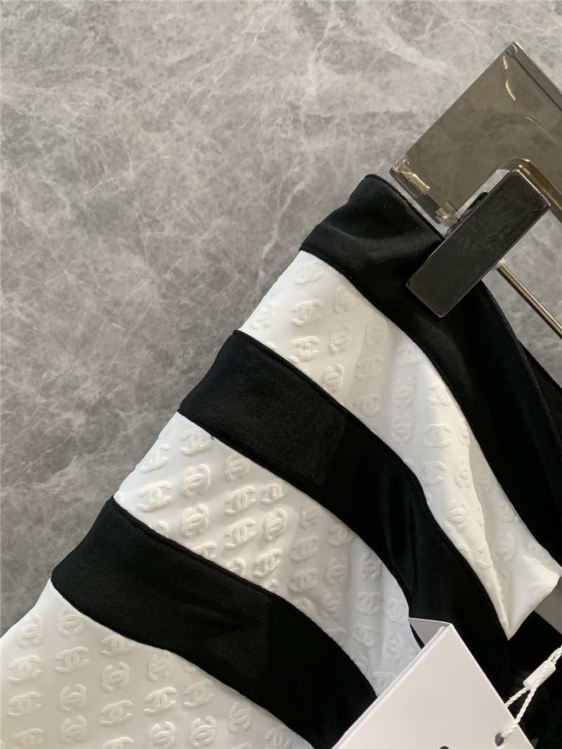 Ch**el striped bralette one-piece swimsuit