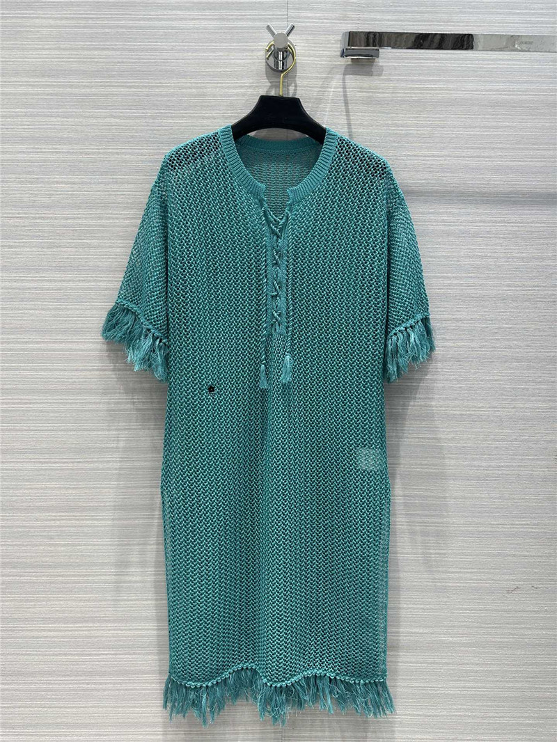 dior wispy crochet knit smock dress