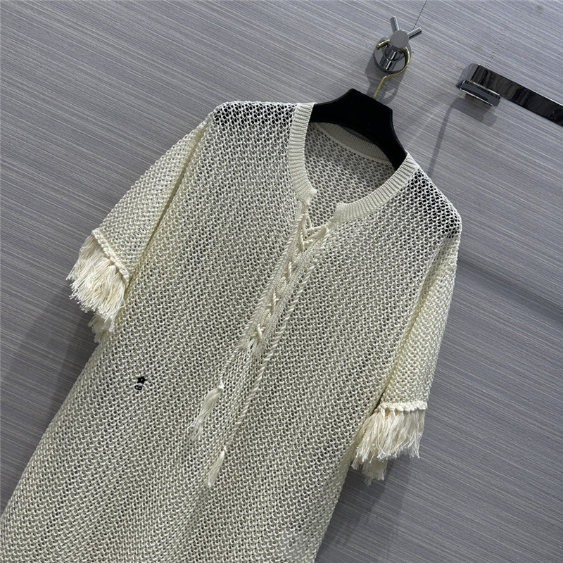 D10r wispy crochet knit smock dress