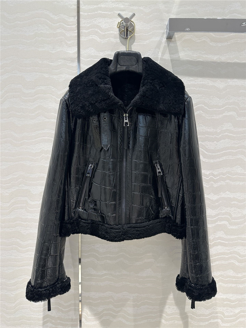 D10r fur motorcycle leather jacket