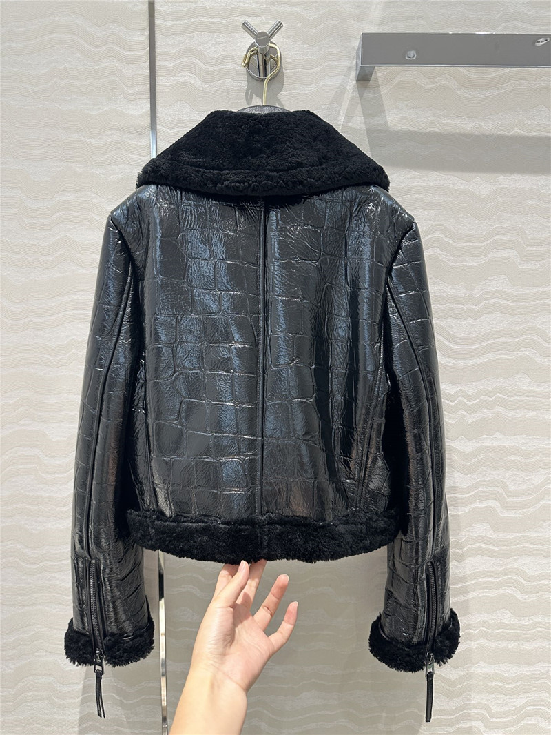 D10r fur motorcycle leather jacket