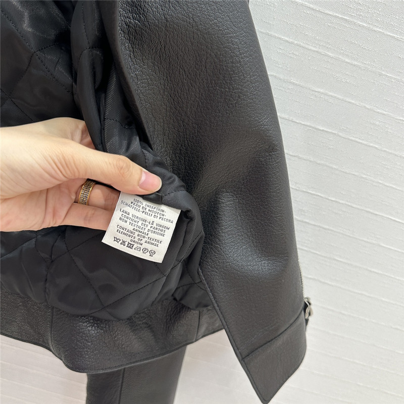 H**me5 lambskin collar motorcycle jacket