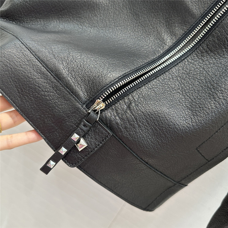 H**me5 lambskin collar motorcycle jacket