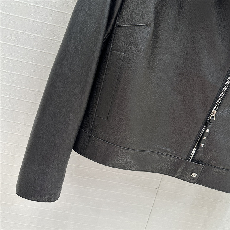 H**me5 lambskin collar motorcycle jacket