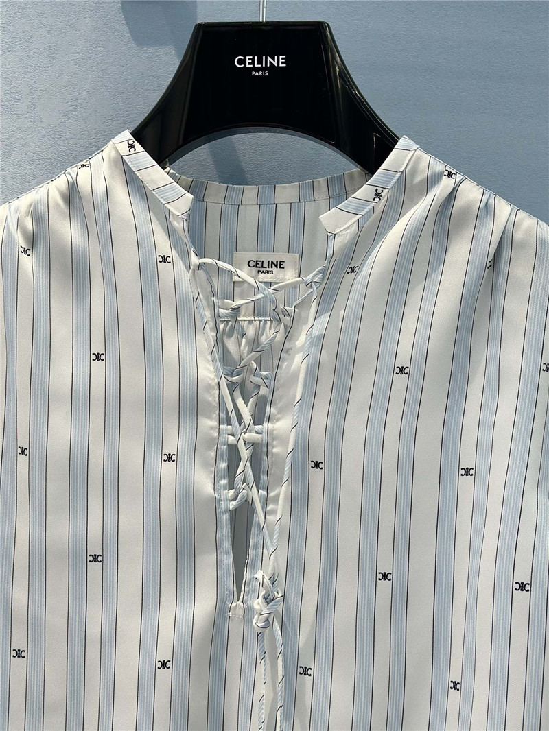 Ce1i*e logo striped arc de triomphe tie shirt