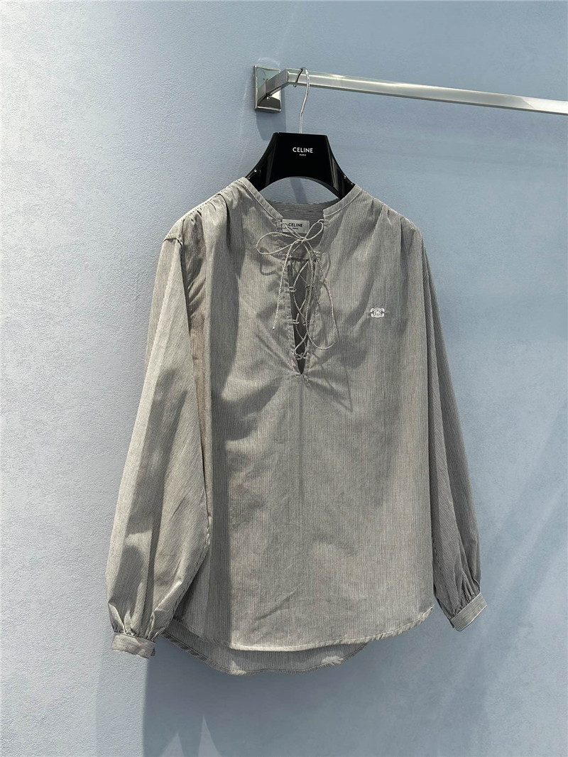 Ce1i*e logo striped arc de triomphe tie shirt