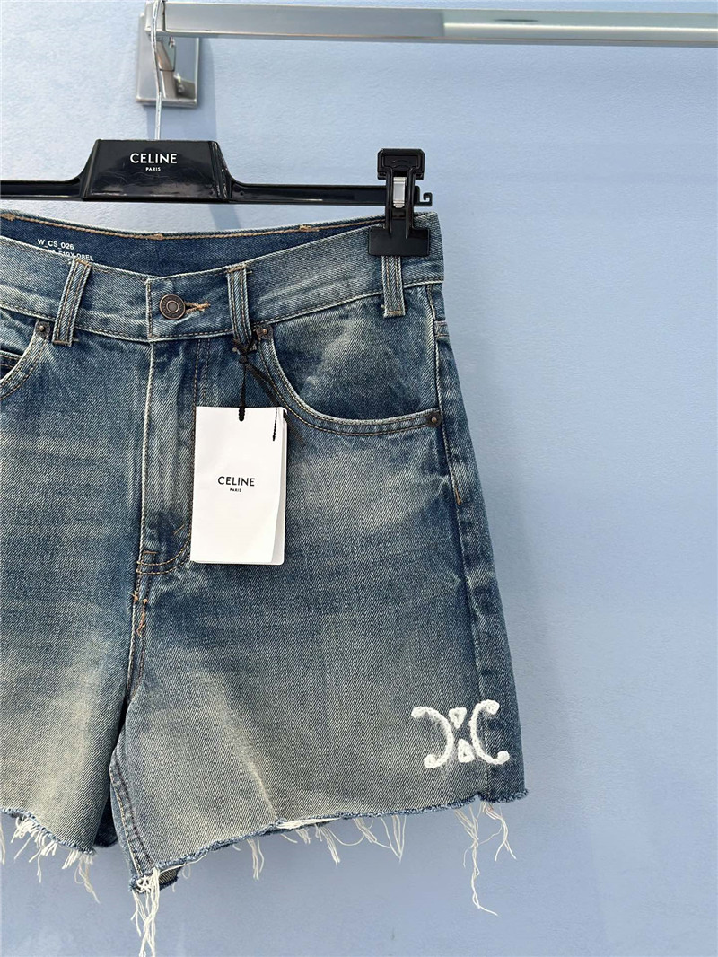 Ce1i*e embroidered washed denim shorts