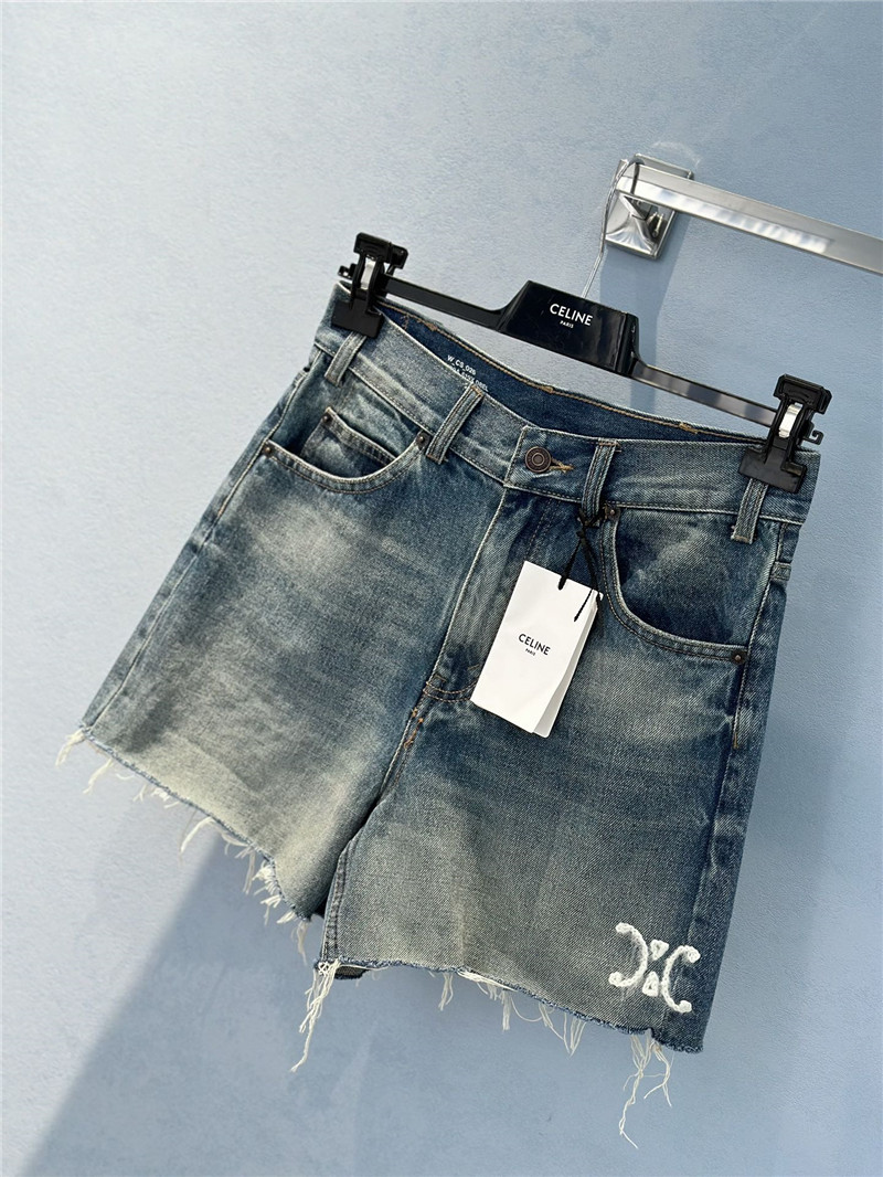 Ce1i*e embroidered washed denim shorts