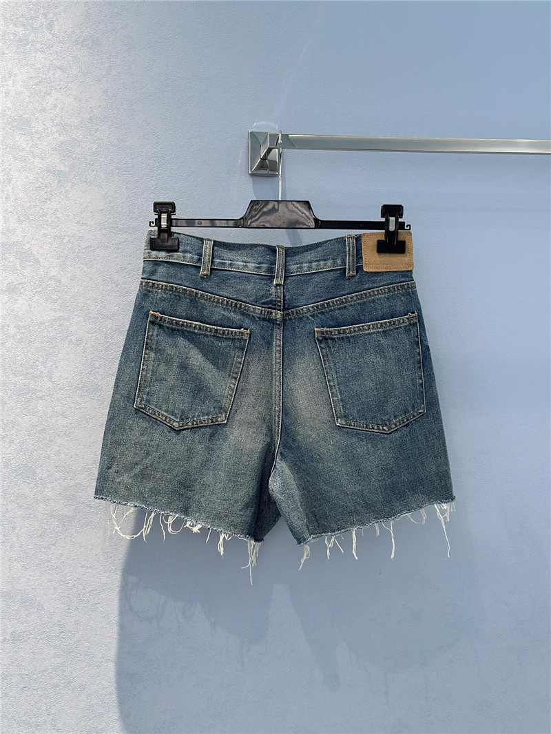 Ce1i*e embroidered washed denim shorts