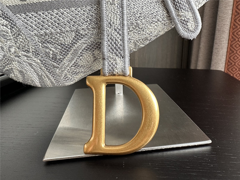 D10r grey embroidered denim saddle bag