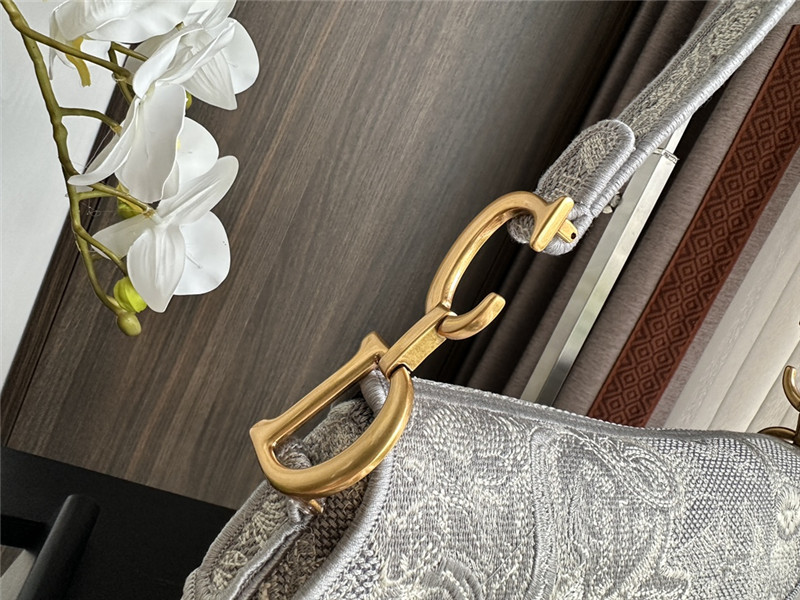 D10r grey embroidered denim saddle bag