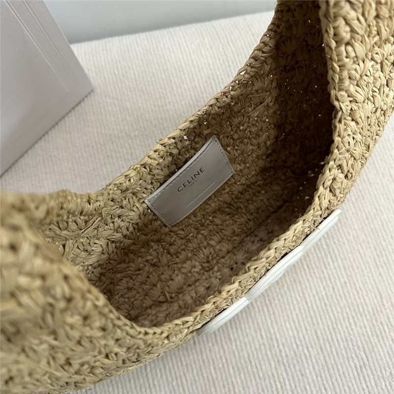 Ce1i*e classic panier hobo bag in white raffia & calfskin