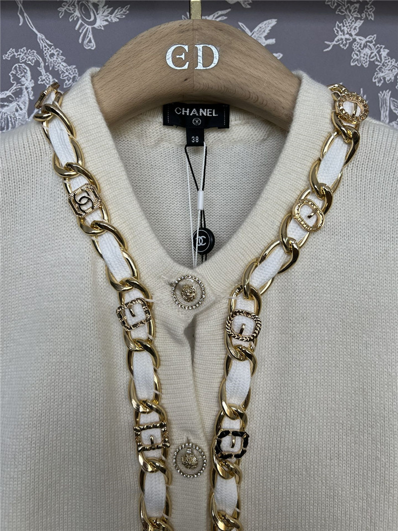 Ch**el chain cashmere knit cardigan vest