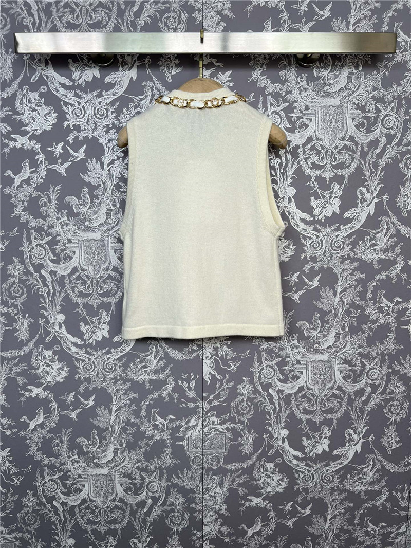 Ch**el chain cashmere knit cardigan vest