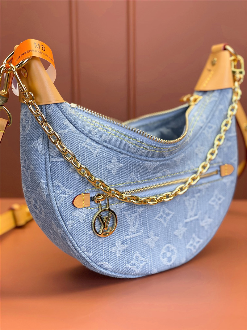 l0vis Vvtt0n lv loop denim hobo bag