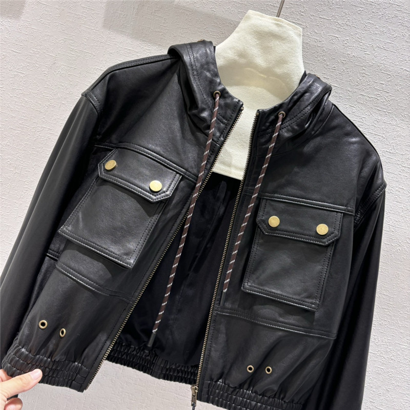 Ba1en*iaga hooded cropped sheepskin jacket