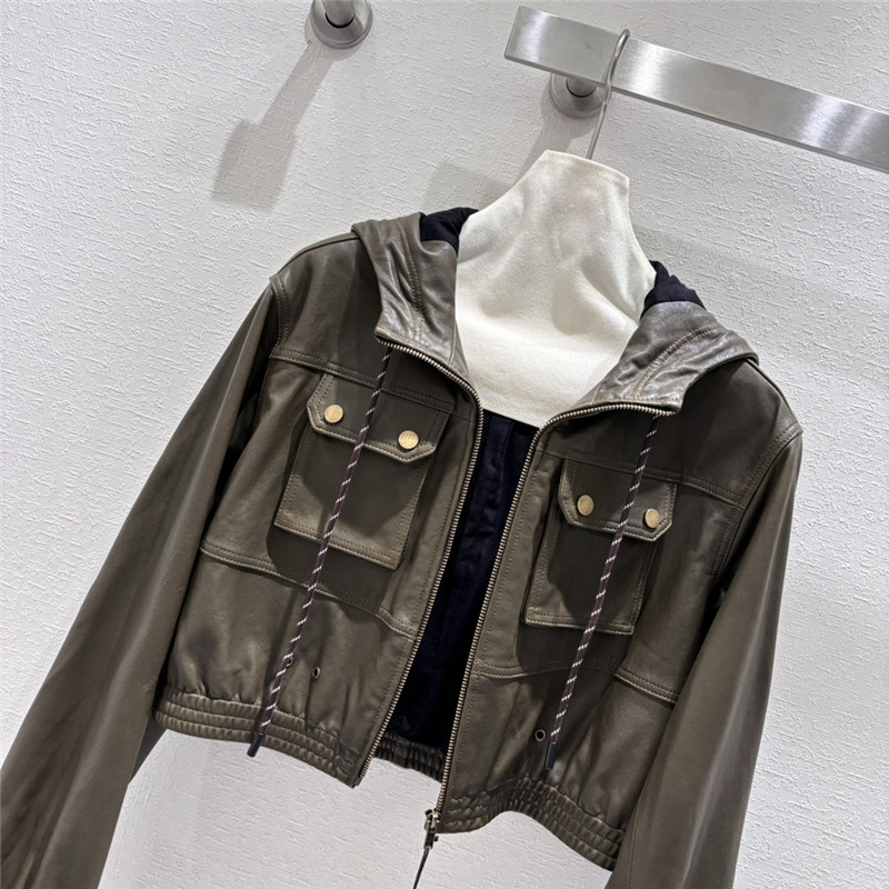 Ba1en*iaga hooded cropped sheepskin jacket