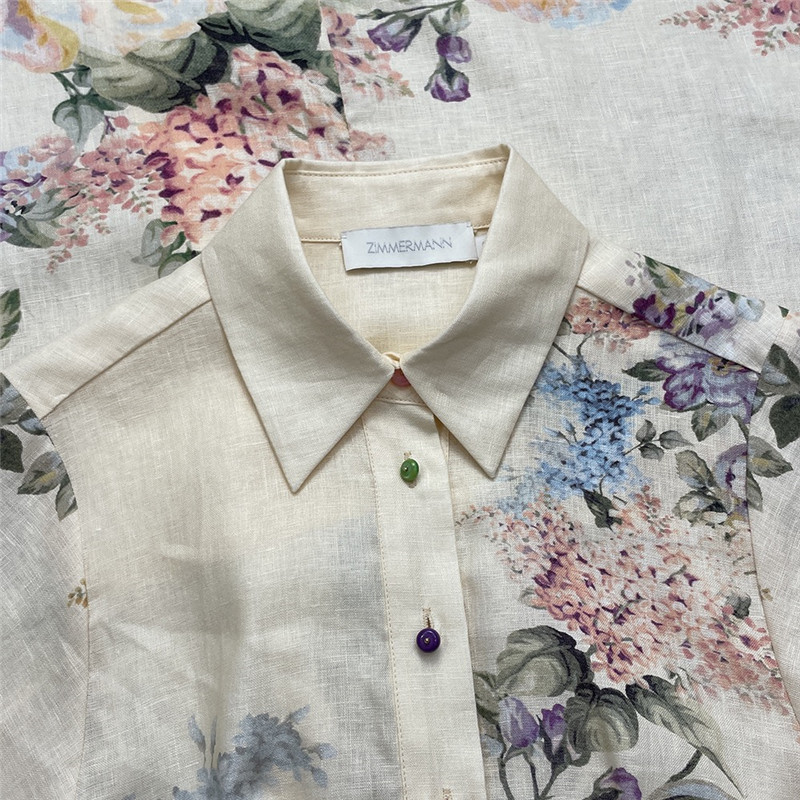 zimm linen printed colorful button up dress