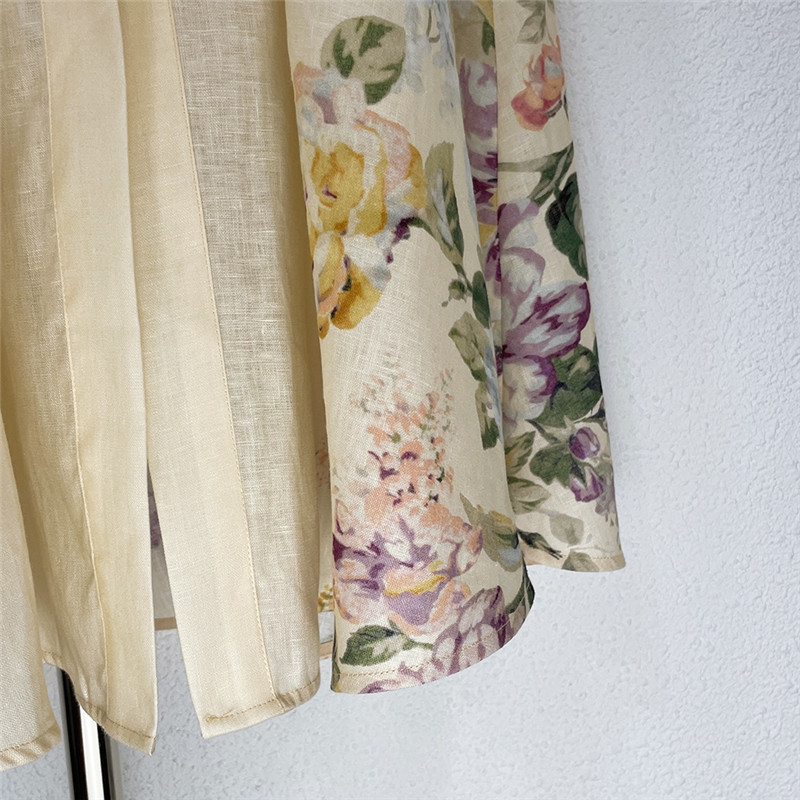 zimm linen printed colorful button up dress