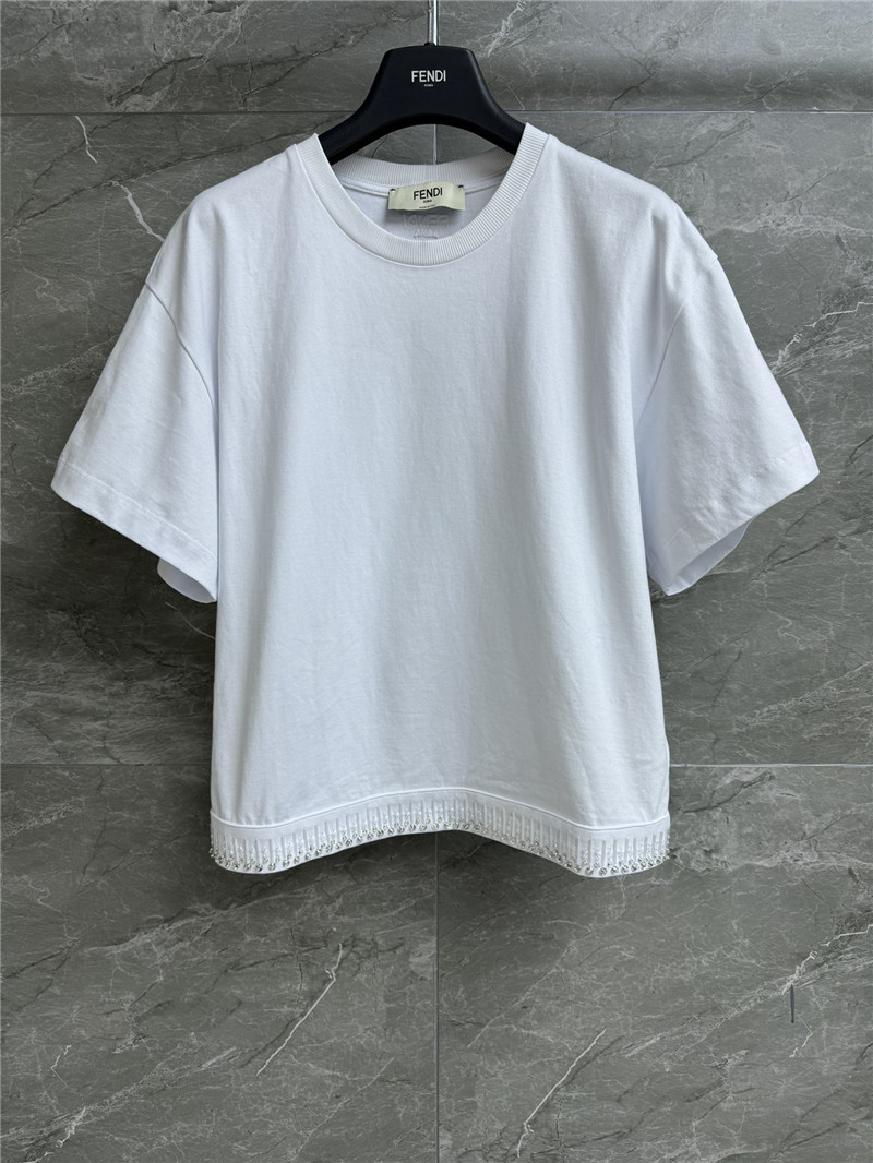 Fendi beaded round neck t shirt
