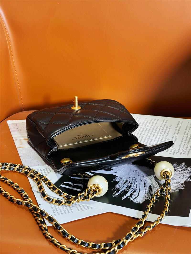 Ch**el pearl black classic cf bag small