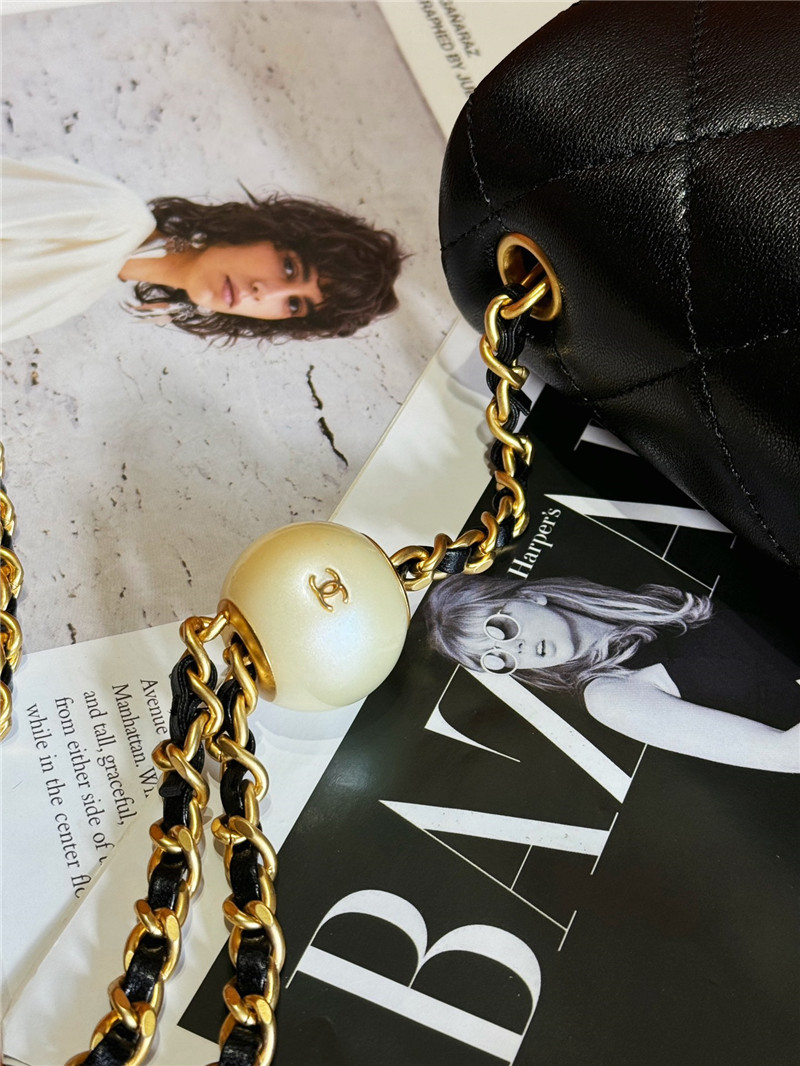 Ch**el pearl black classic cf bag small