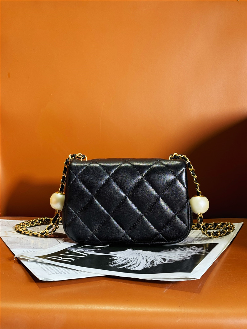 Ch**el pearl black classic cf bag small