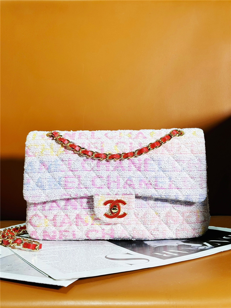 Chanel Woolen Pink CF Bag Large