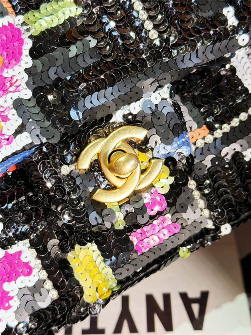 Ch**el flower sequin classic cf bag