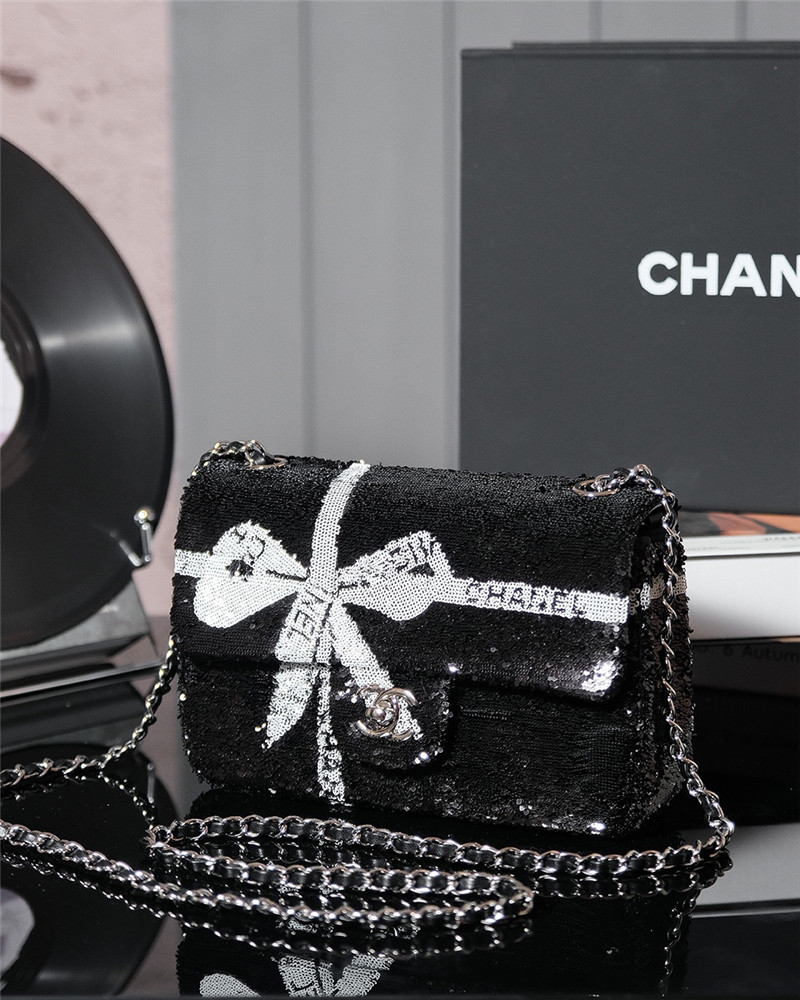 Ch**el bow sequin cf bag