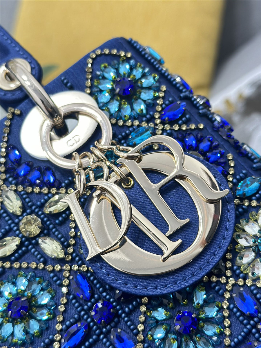 d10r embroidered blue D1am0nd bag