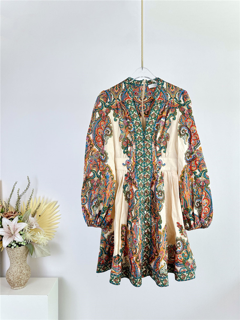 zimm V-neck lantern cuff dress