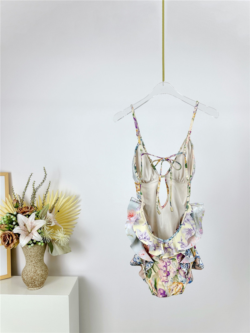 zimm ripple ruffle halter one-piece swimsuit