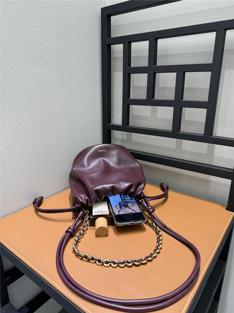 L0ew* flamenco wine red leather bag