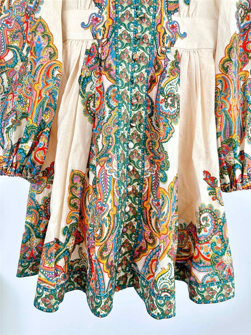 zimm V-neck lantern cuff dress